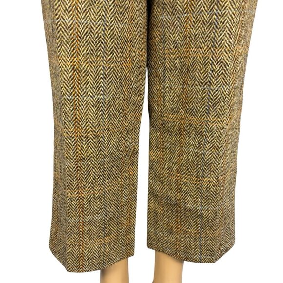 Asos Harris Tweed 100% Wool Cropped Trouser 32 Brown Multicolor Herringbone - Picture 5 of 16